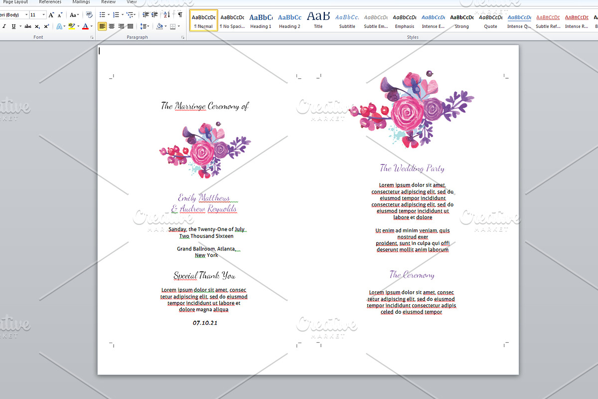 Wedding Fan Program Template, a Stationery Template by retrographix (Photo 2 of 2)
