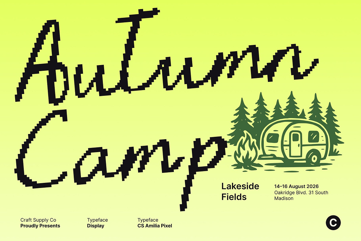 CS Amilia Pixel, a Script Font by Craft Supply Co. (Photo 7 of 8)