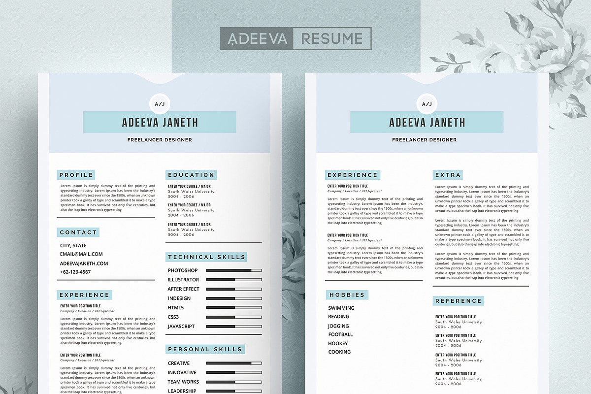 Simple Resume Template Janeth, a Resume Template by AdeevaResume (Photo 1 of 4)