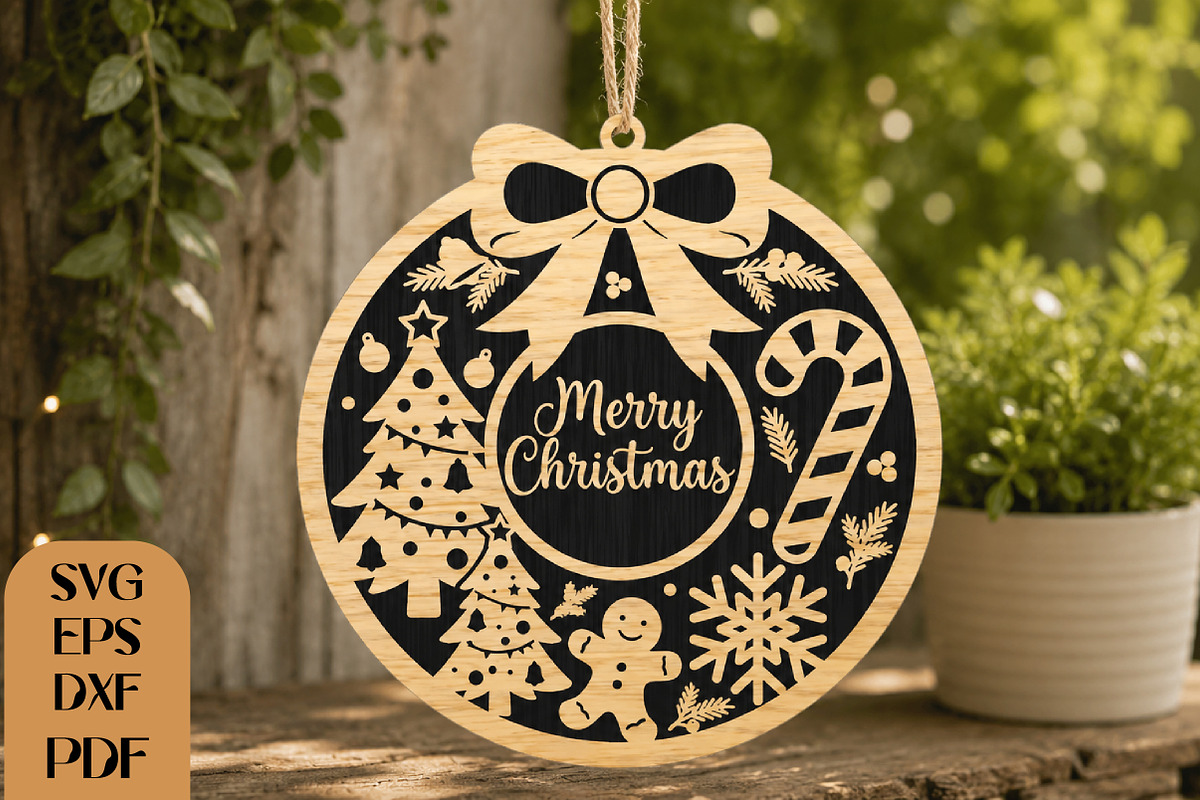 Merry Christmas SVG Laset Cut, an Object Graphic by DreamCafeArt (Photo 1 of 4)