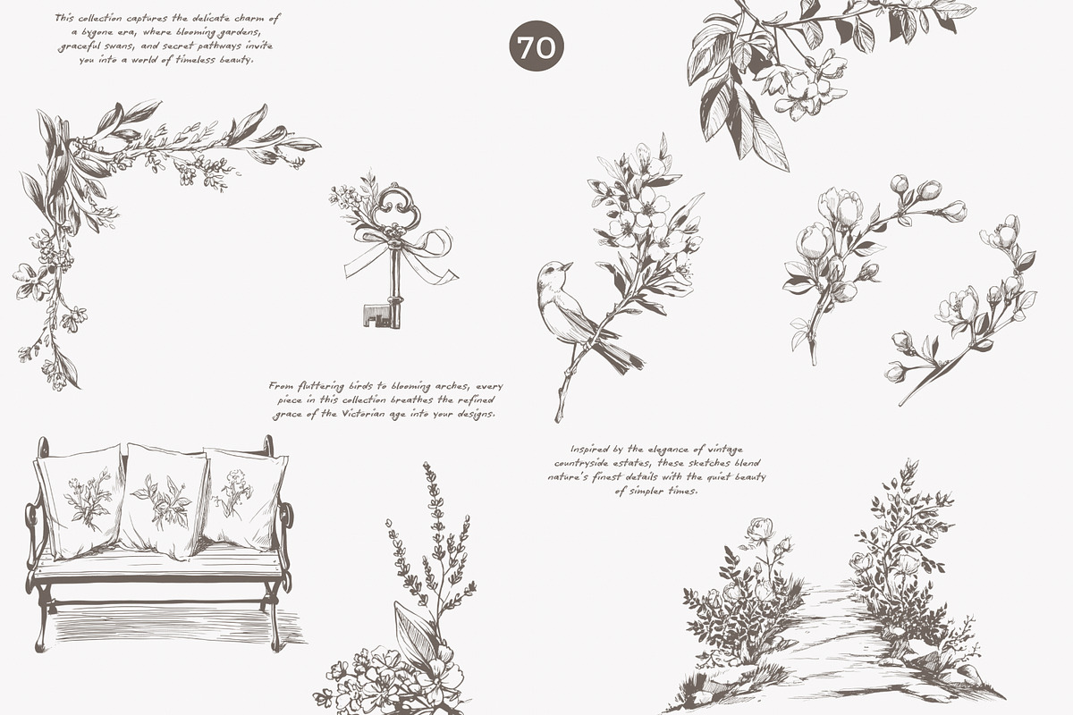 vintage clipart victorian sketch set, a Decorative Illustration by Patishop Art (Photo 6 of 10)