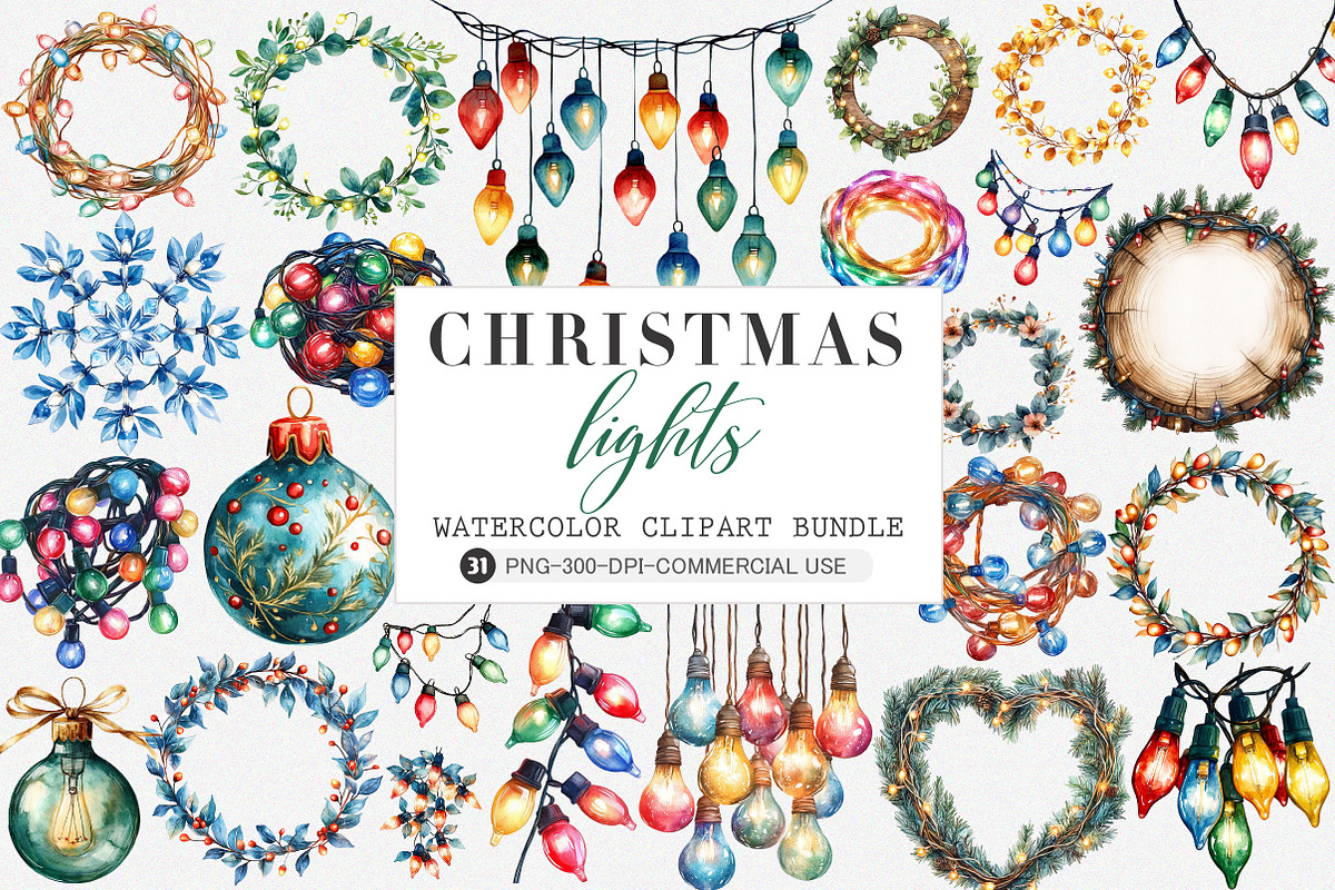 Christmas lights clipart, an Illustration by SinaCreation (Photo 1 of 5)
