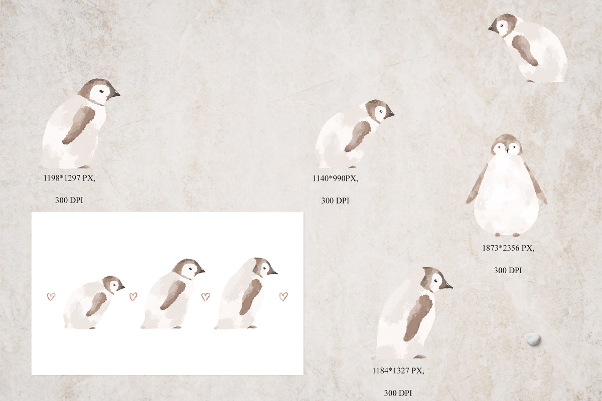 Cute penguins clipart and 3 patterns, an Animal Illustration by Leksart (Photo 9 of 12)