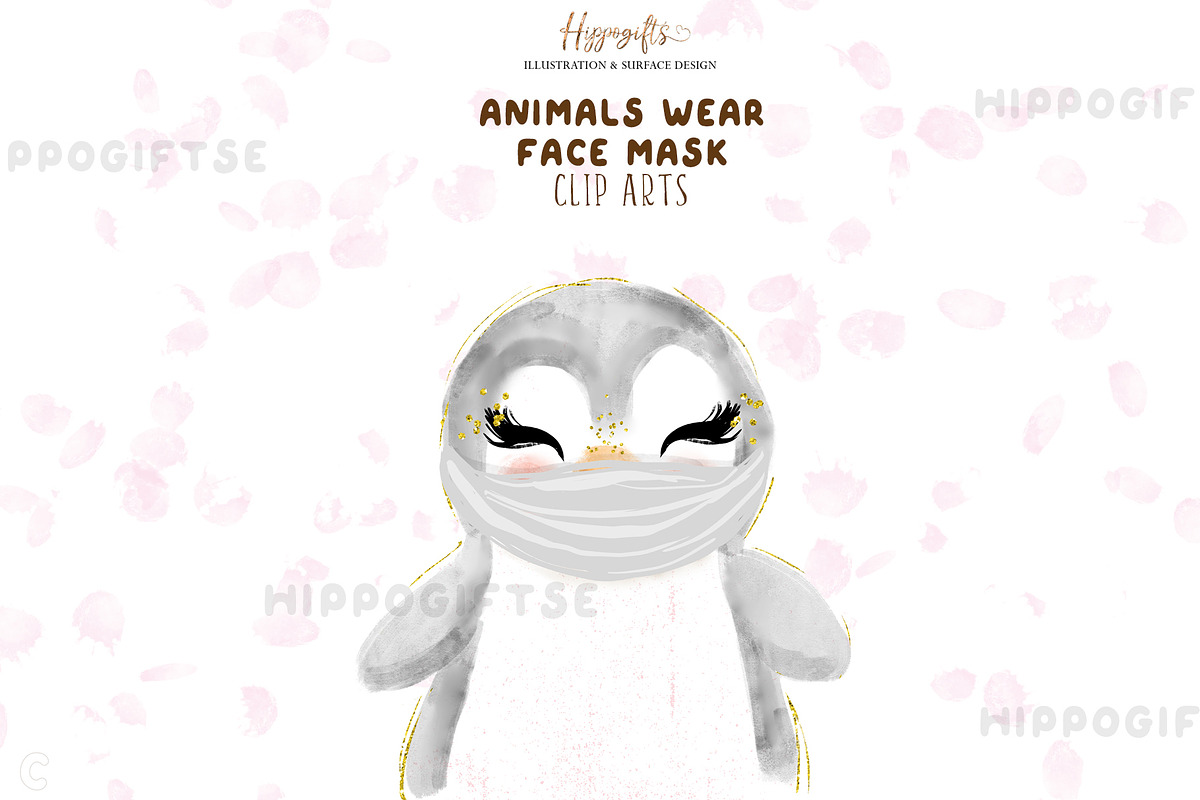 Animals wear mask cliparts, an Animal Illustration by TheHappyGiftArt (Photo 4 of 6)