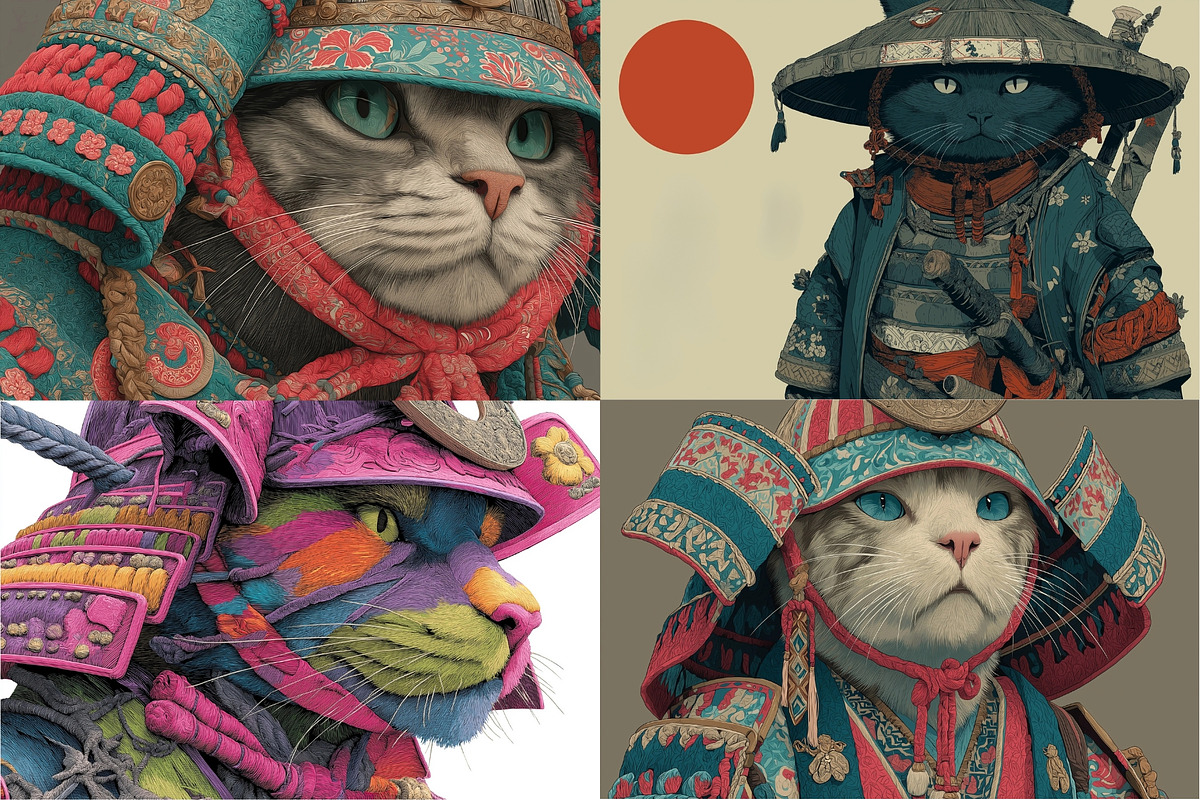 40 Samurai Cat Illustrations, an Animal Illustration by HipFonts (Photo 4 of 11)