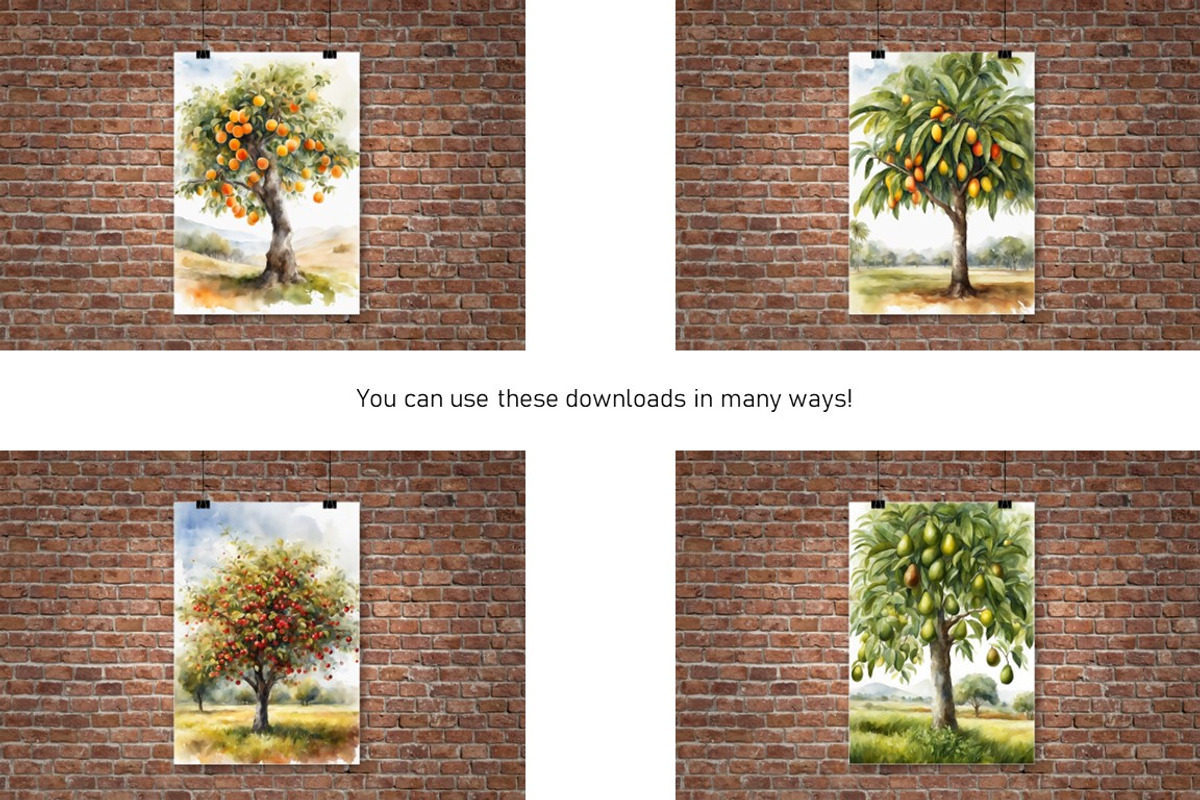 Watercolor Trees, Fruit Trees, Set 2, a Decorative Illustration by Kat's Artful Creations (Photo 2 of 9)