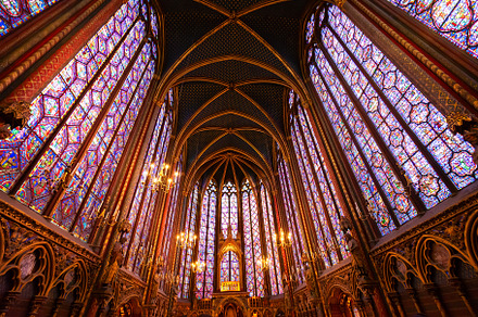 Stained glass windows of saint chape containing glass, stained, and paris, an Architecture Photo by Neirfy