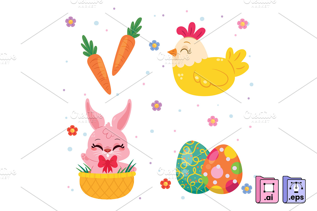 Flat Easter Elements, a Seasonal Illustration by MISS CHATZ (Photo 2 of 3)