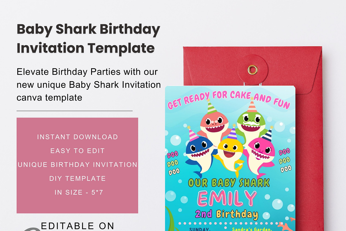 Personalized Baby Shark Invite, an Invitation Template by GlamPartyInvites (Photo 7 of 10)