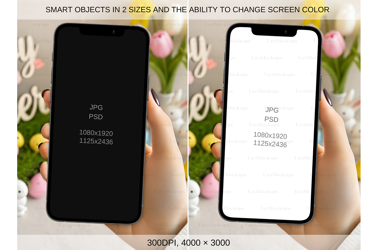 Easter Phone Screen Mockup in Hand, a Product Mockup by TatiMockup (Photo 2 of 5)