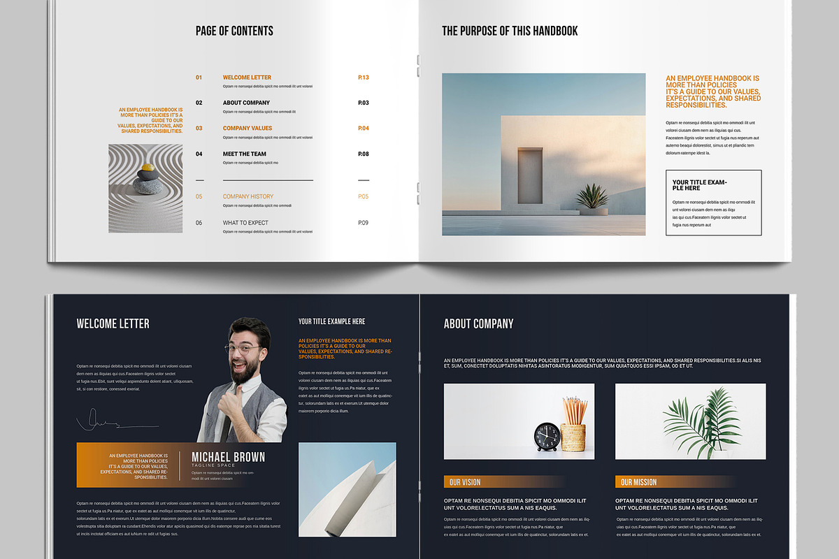 HR Employee Handbook Template Layout, a Brochure Template by MightyDesign (Photo 3 of 9)
