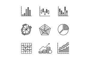 Business charts and data icons, an Outline Icon by Iconicbestiary