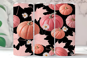 Pink Floral Pumpkin Fall Tumbler, an Arts & Entertainment Photo by LamanAzalea