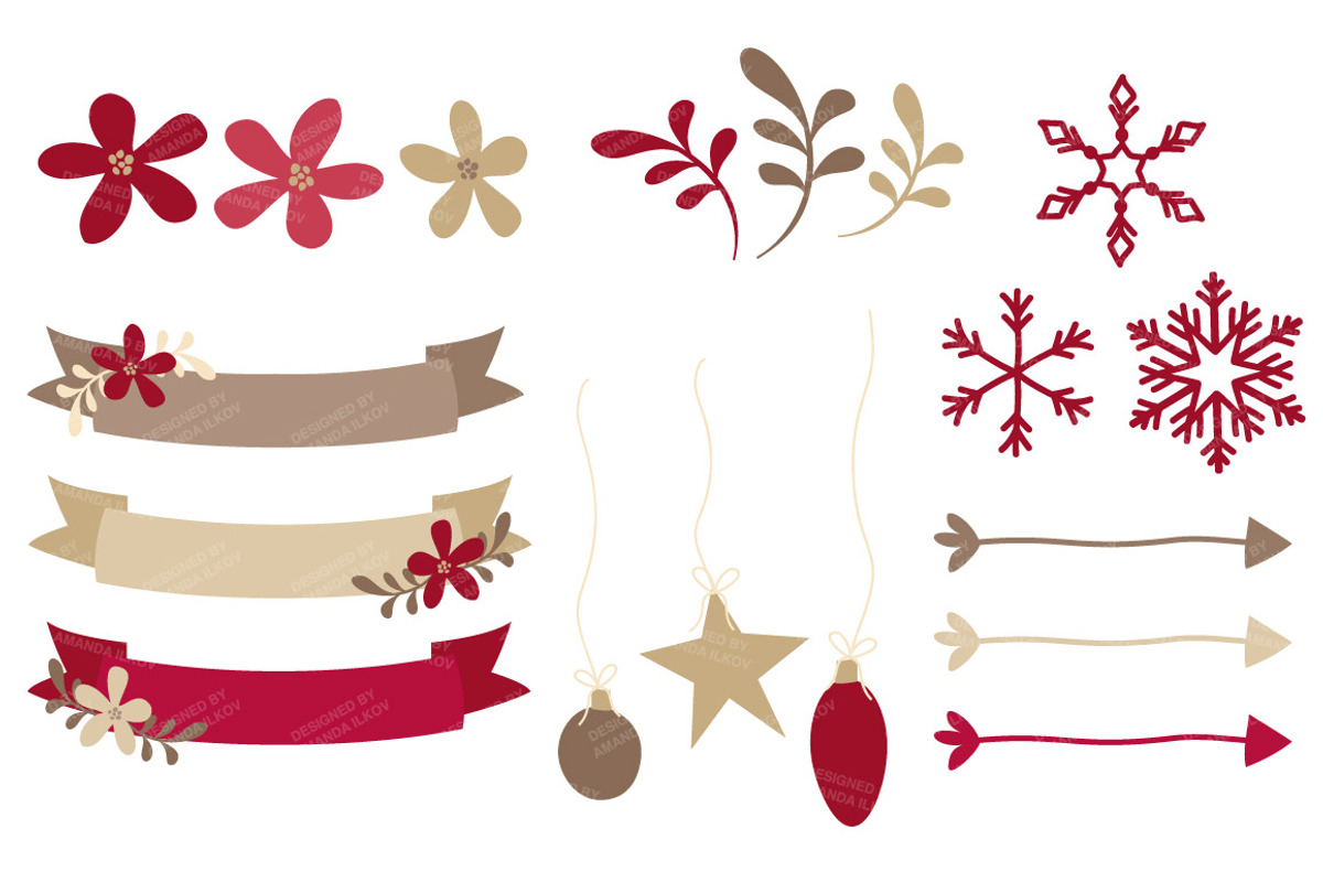 Ruby Red Christmas Clipart & Papers, an Illustration by Amanda Ilkov (Photo 4 of 5)
