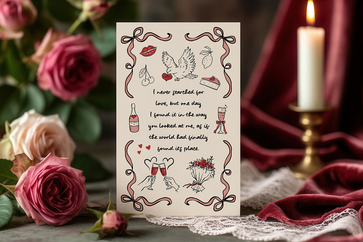 BE MY VALENTINE romantic line art, a Decorative Illustration by long summer (Photo 6 of 14)