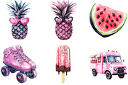 Black and Pink Summer Clipart, an Illustration by DreamArtGraphic (Thumbnail 2 of 4)