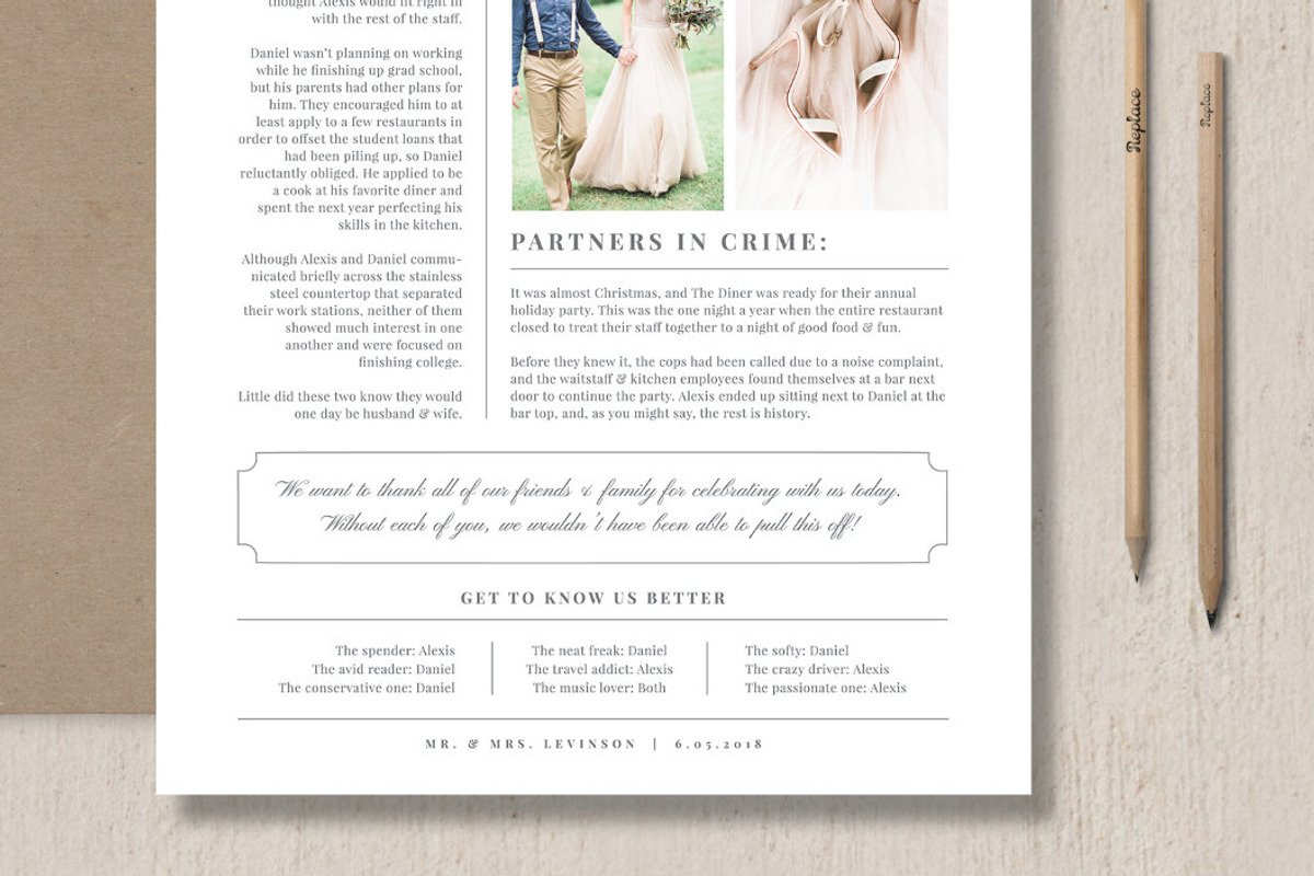 Wedding Newspaper Template, a Flyer Template by roselindoco (Photo 2 of 5)