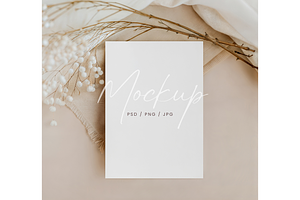 Minimalist Card Mockup Flowers, a Product Mockup by TatiMockup