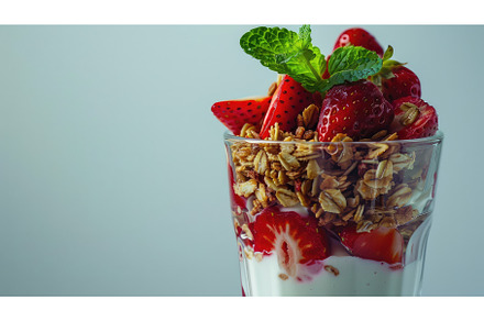 delicious strawberry yogurt parfait, a Background Photo by pikepicture