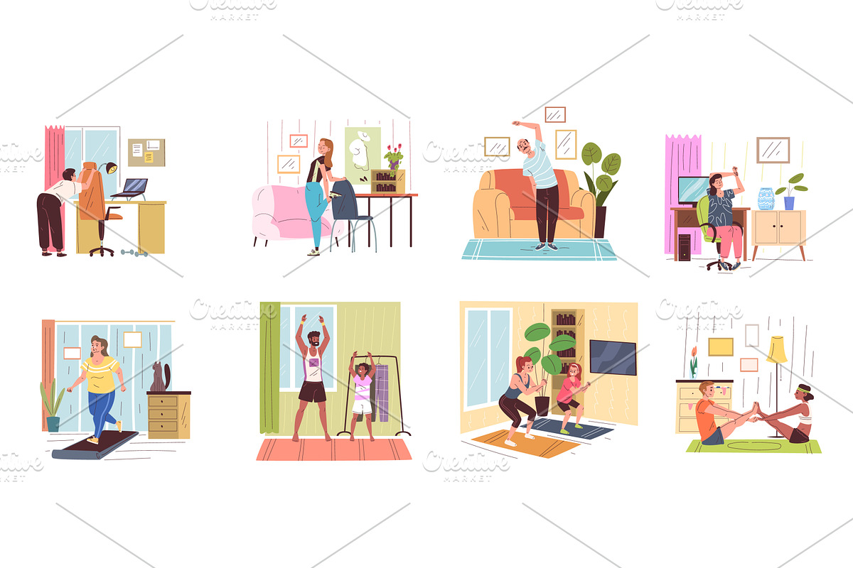 People workout home. Fitness, a Sport Illustration by Stock-Smart-Start