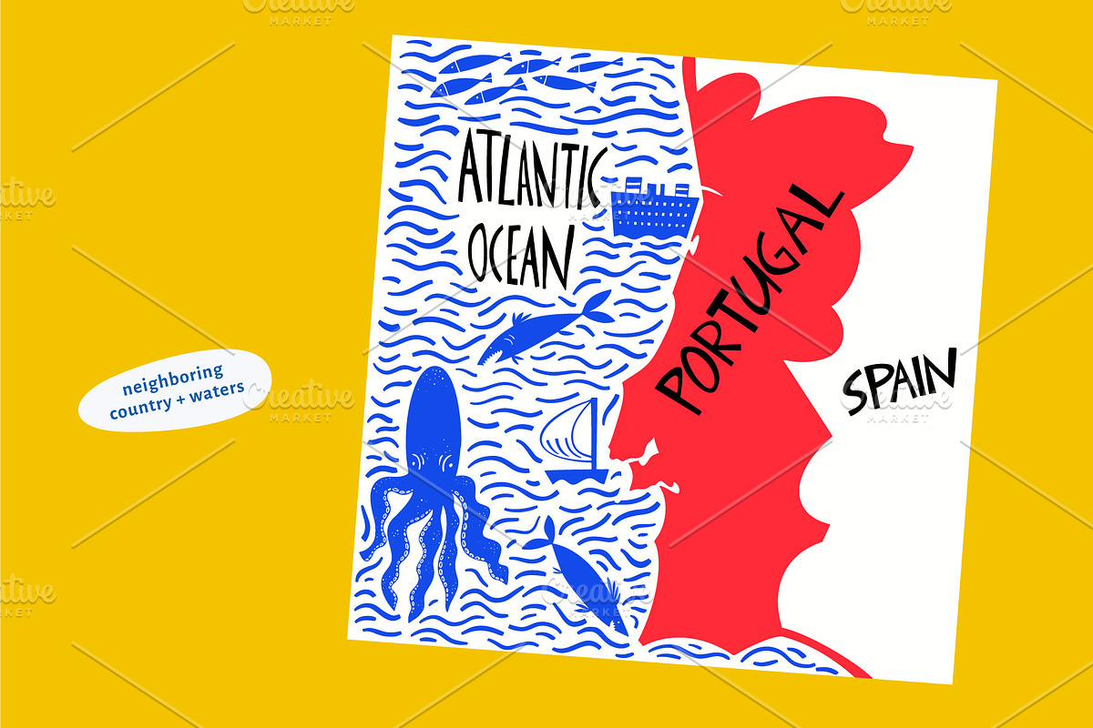 Portugal. Hand Drawn Maps With Names, an Education Illustration by Lubov Illustrations Shop (Photo 6 of 7)