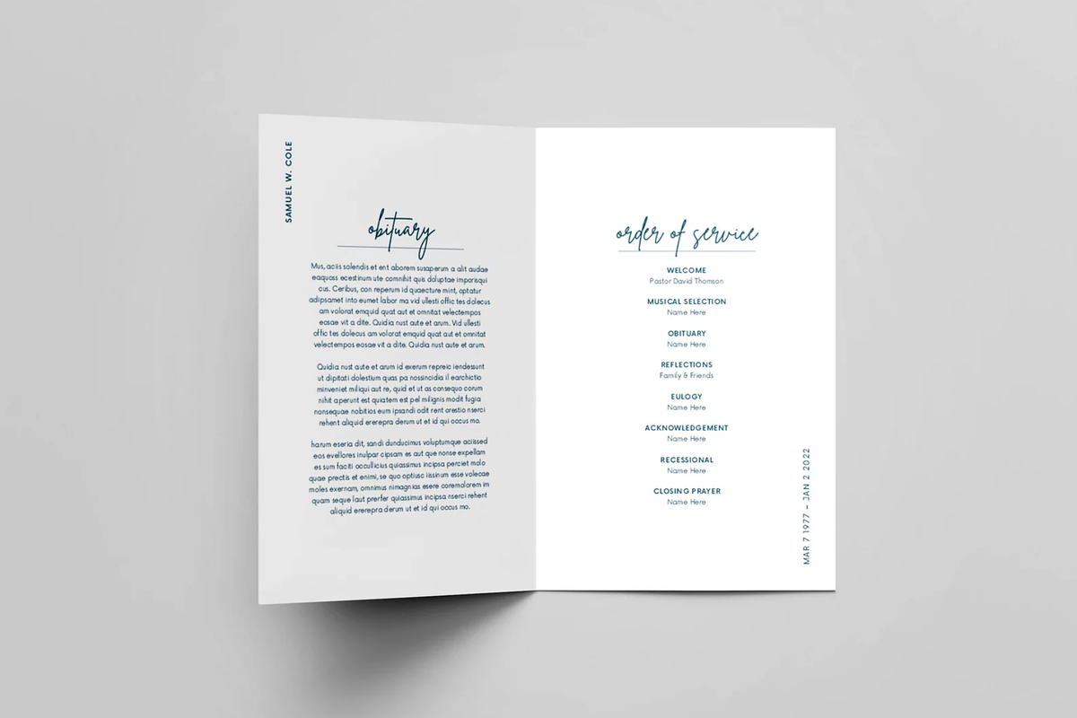 Funeral Program Template Canva, a Card Template by frommakertomaker (Photo 2 of 4)