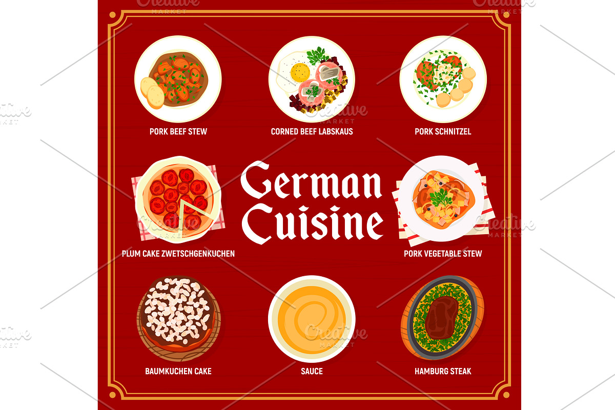 German cuisine meals menu, a Food Illustration by Vector Tradition (Photo 1 of 3)