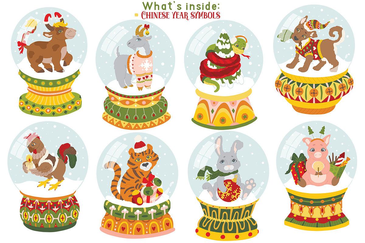 Snow globes vector clipart, an Object Illustration by Trinibis (Photo 2 of 6)