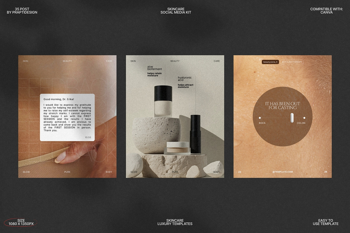 Minimal Skincare Canva Post Pack preview 8