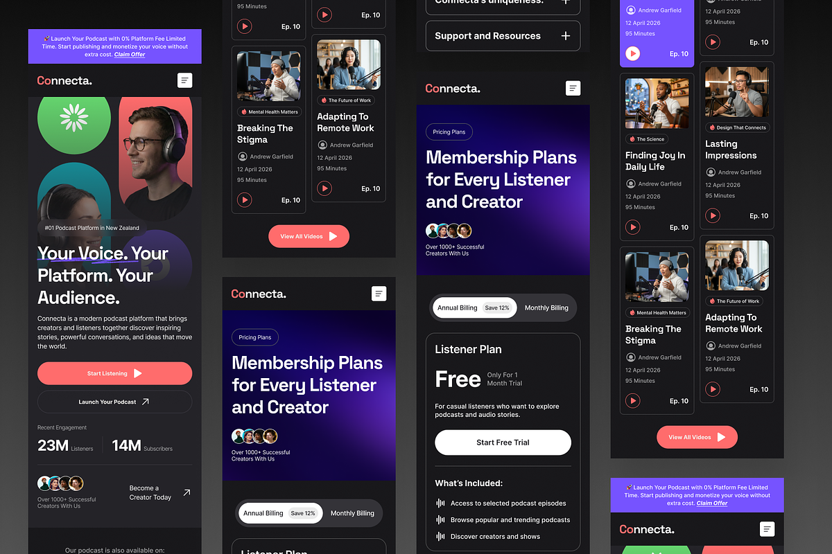 Connecta - Podcast Platform Website, a Landing Page Template by SLAB! Design (Photo 5 of 5)