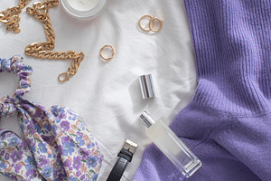 Flat lay of various accessories, a Photo by Nina Stock Photos