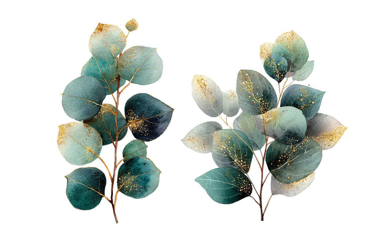 Watercolor and Gold Eucalyptus Clipa, an Illustration by Designworld (Photo 5 of 5)