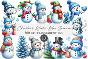 Christmas Winter Blue Snowman Clipar, an Illustration by Designworld (Thumbnail 1 of 4)