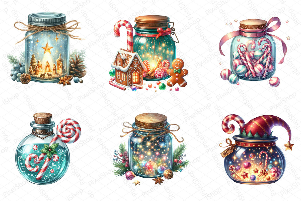 Christmas Magic Jars Clipart, an Illustration by DreamPrint404 (Photo 3 of 4)