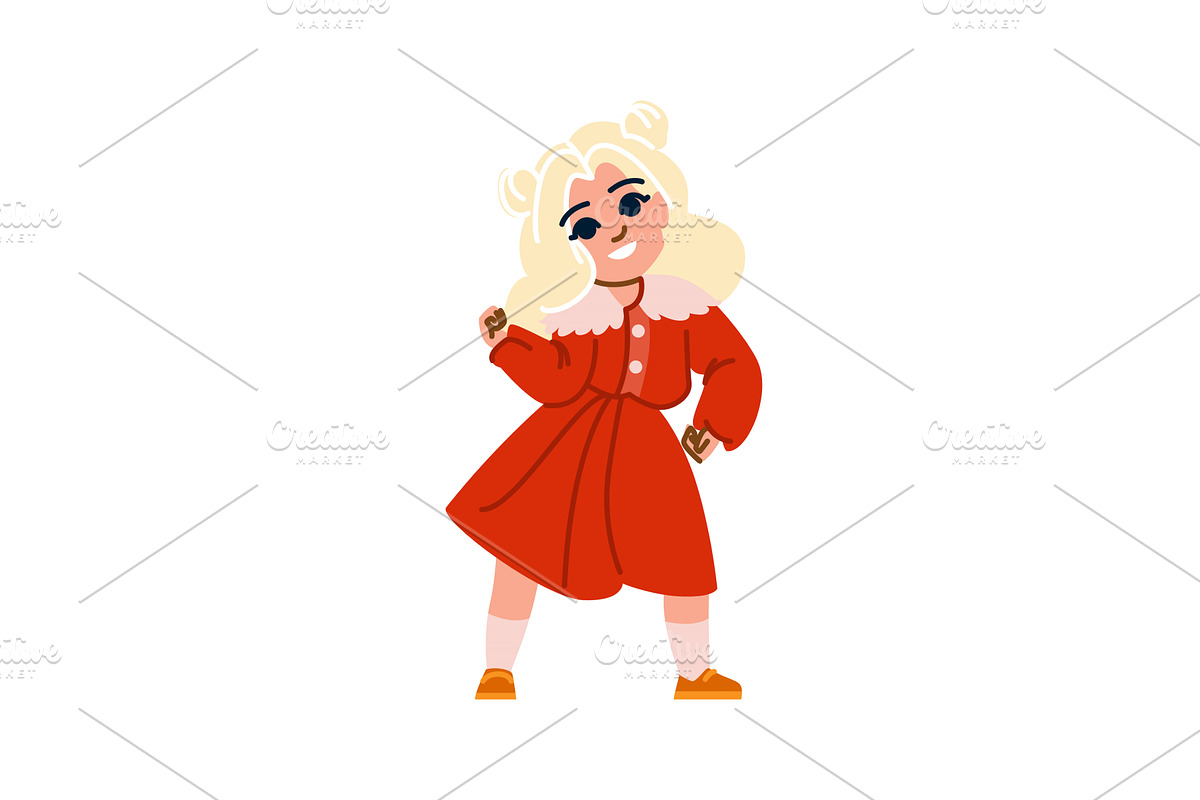 Smiling blond girl dancing wearing, an Object Illustration by pikepicture