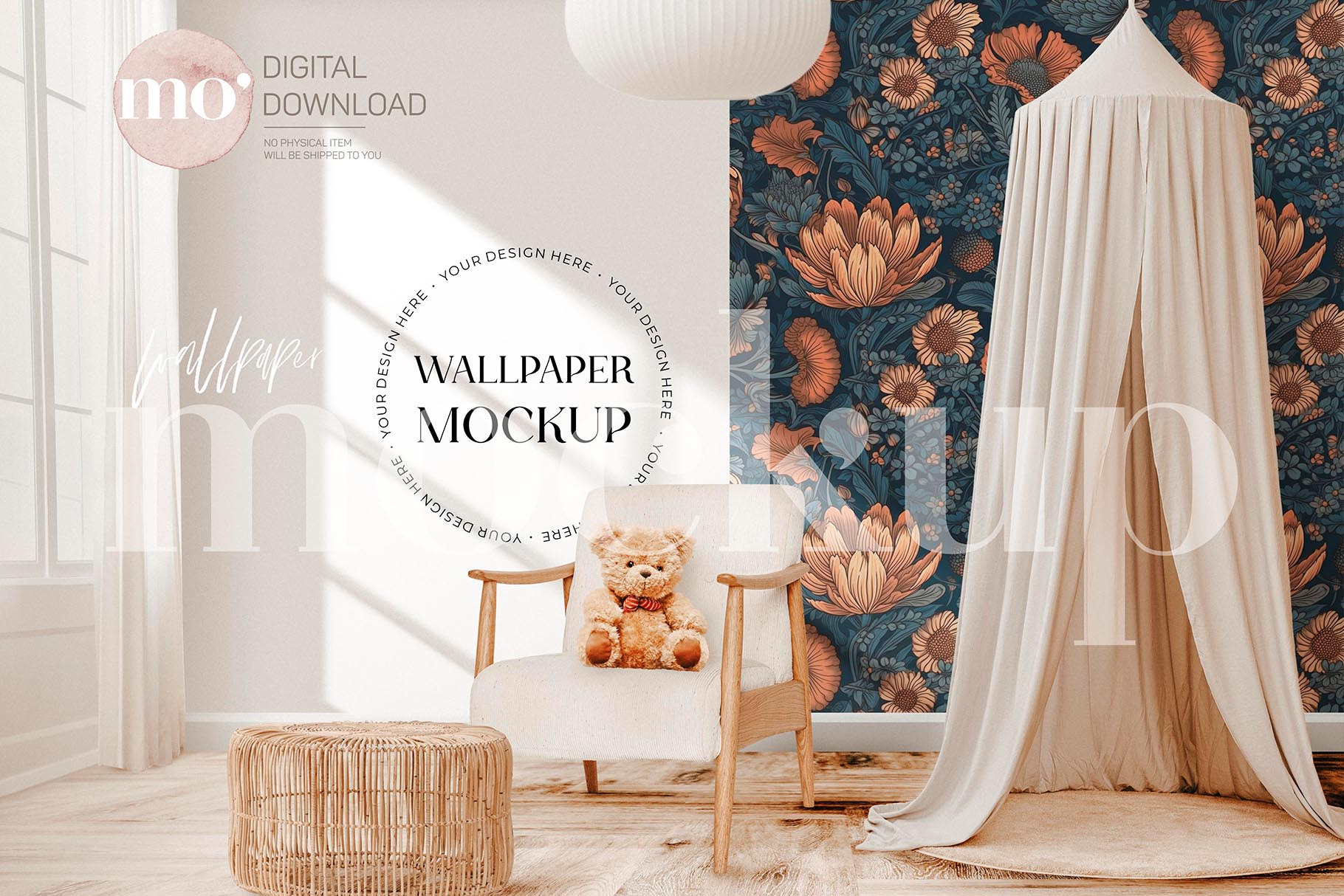 Nursery Wallpaper Mockup, a Product Mockup by MoMockups