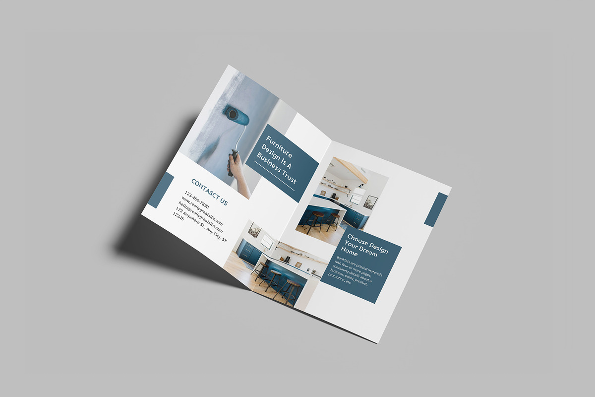 A5 Bifold Brochure Mockup, a Print Template by mahremdesign