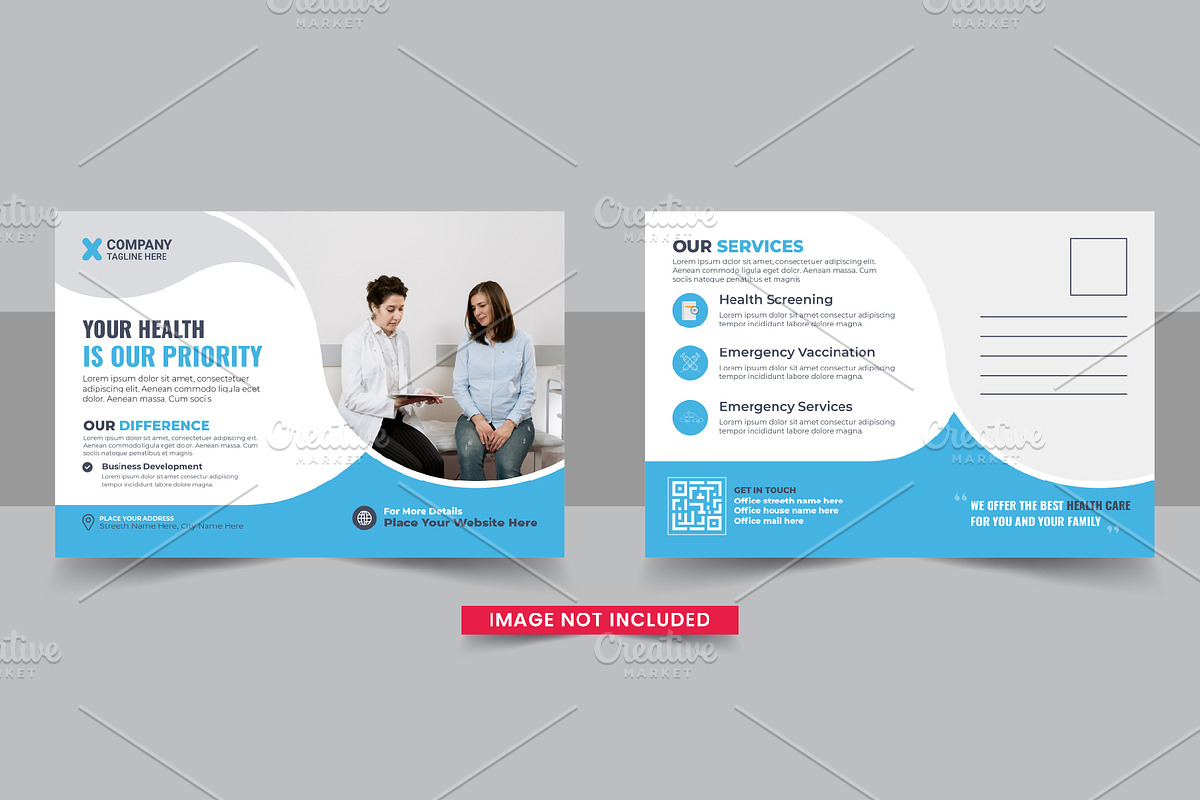 Health Care or Medical Postcard, a Card Template by Pavel_design