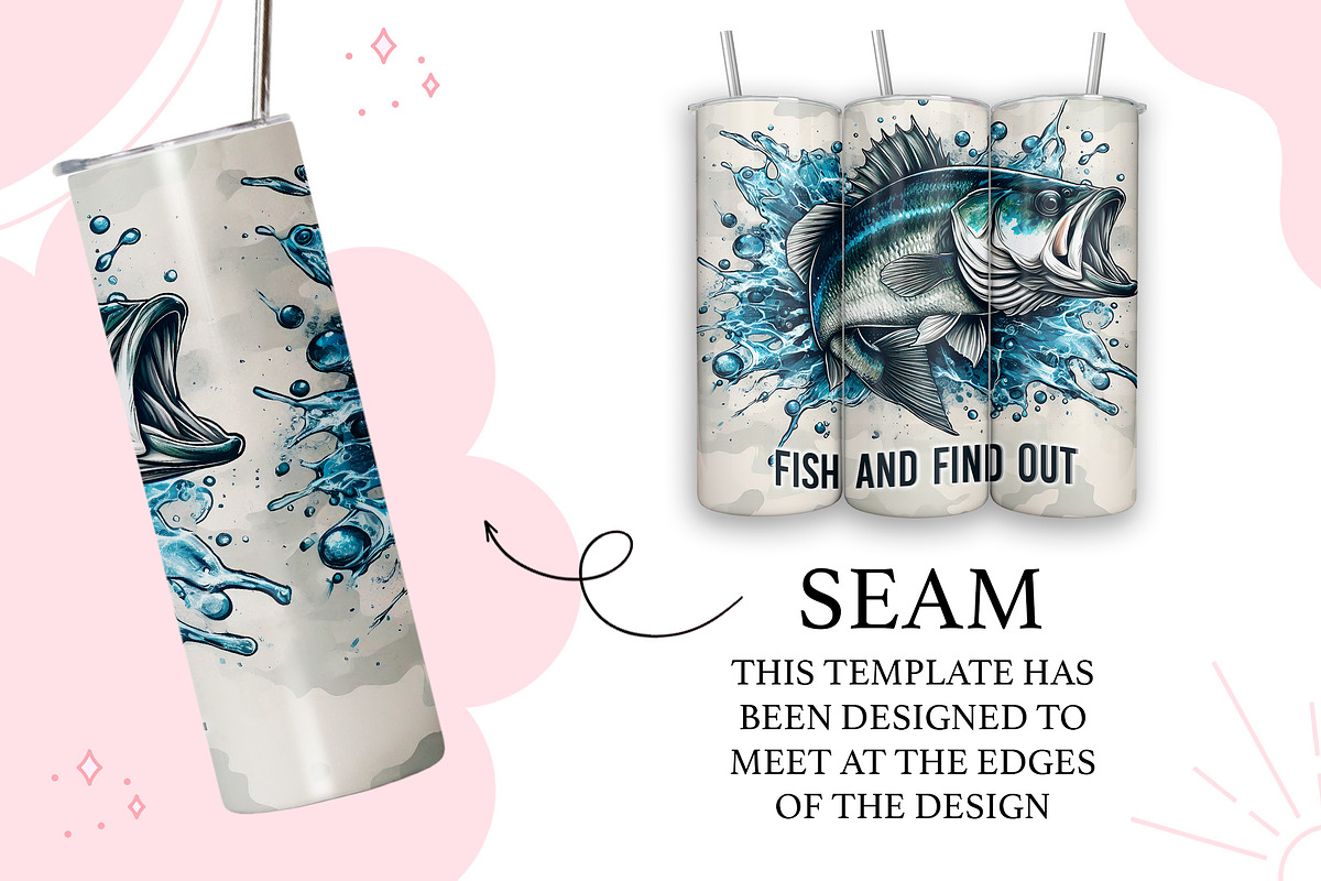 Fish And Find Out Tumbler Wrap, a Pattern Graphic by TumblerArtDS (Photo 2 of 3)