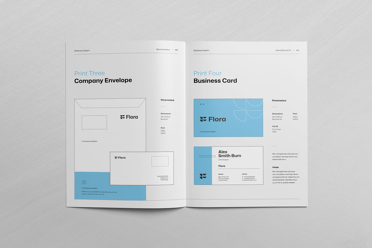 FLORA | Brand Guidelines Template, a Brochure Template by KreateTribe (Photo 3 of 9)