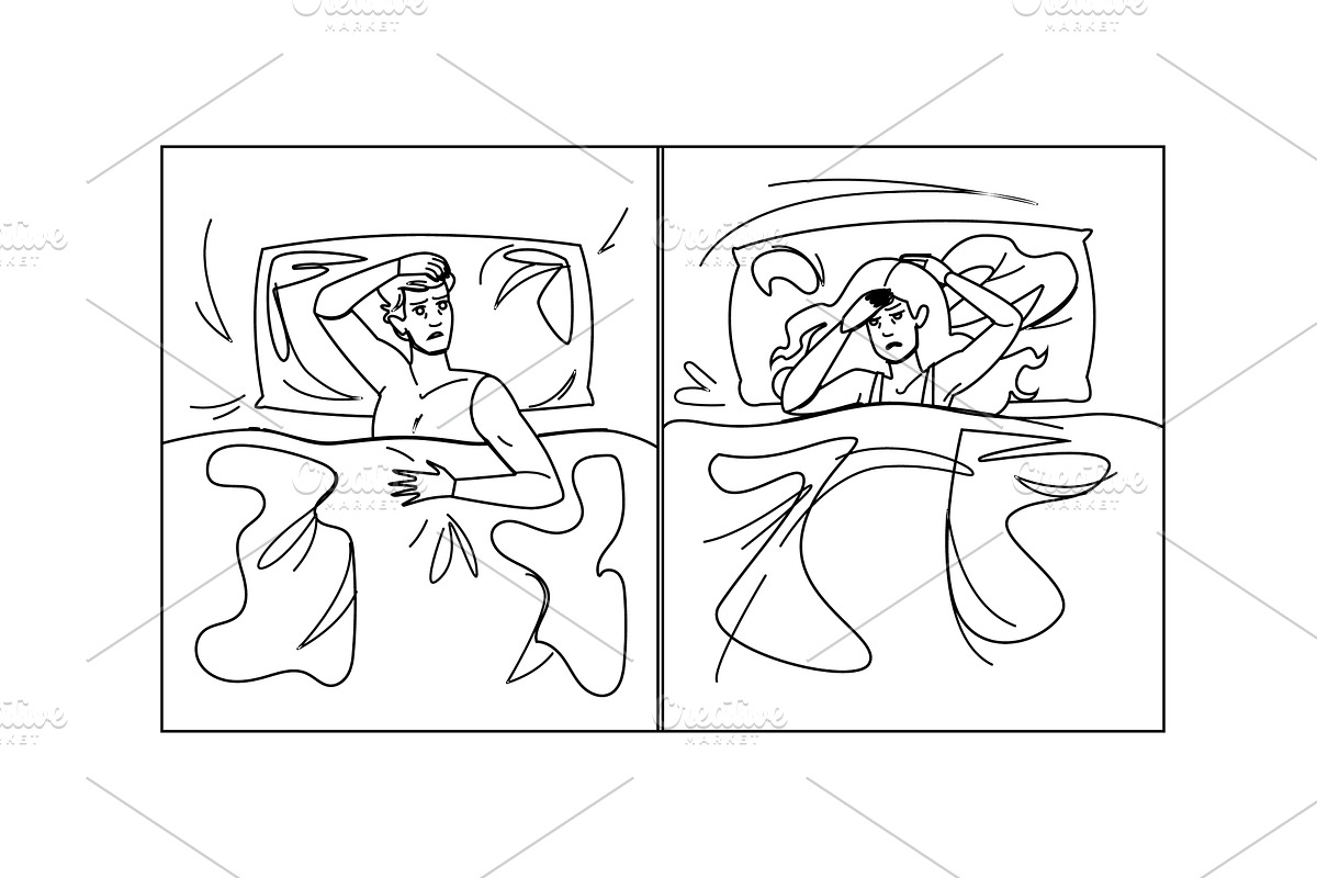 relaxation stress insomnia vector, a Person Illustration by pikepicture