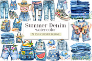 Summer Denim Clipart Bundle, a Seasonal Illustration by DreamArtGraphic (Thumbnail 1 of 4)