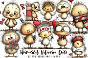 Whimsical Valentine Chick Clipart, an Illustration by OK Design (Thumbnail 1 of 6)