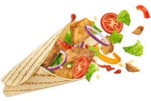 Doner kebab, chicken shawarma, a Photo by Max Lashcheuski