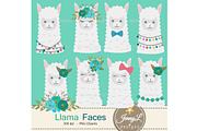 Llama Alpaca Faces Head Clipart, a Pattern Graphic by JennyL Designs (Thumbnail 1 of 4)