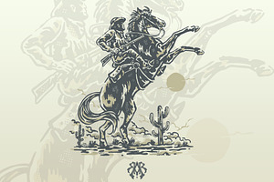 Horse tamer cowboy vintage style