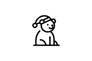 Bear Santa Hat Line Logo, a Branding & Logo Template by Vectorium Studio