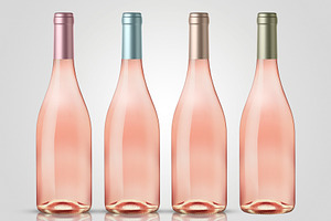 Mockup 4 bottle rose wine 3 containing alcohol, alcoholic drinks, and