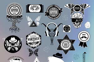 Hipster Label, Icon, Elements Set