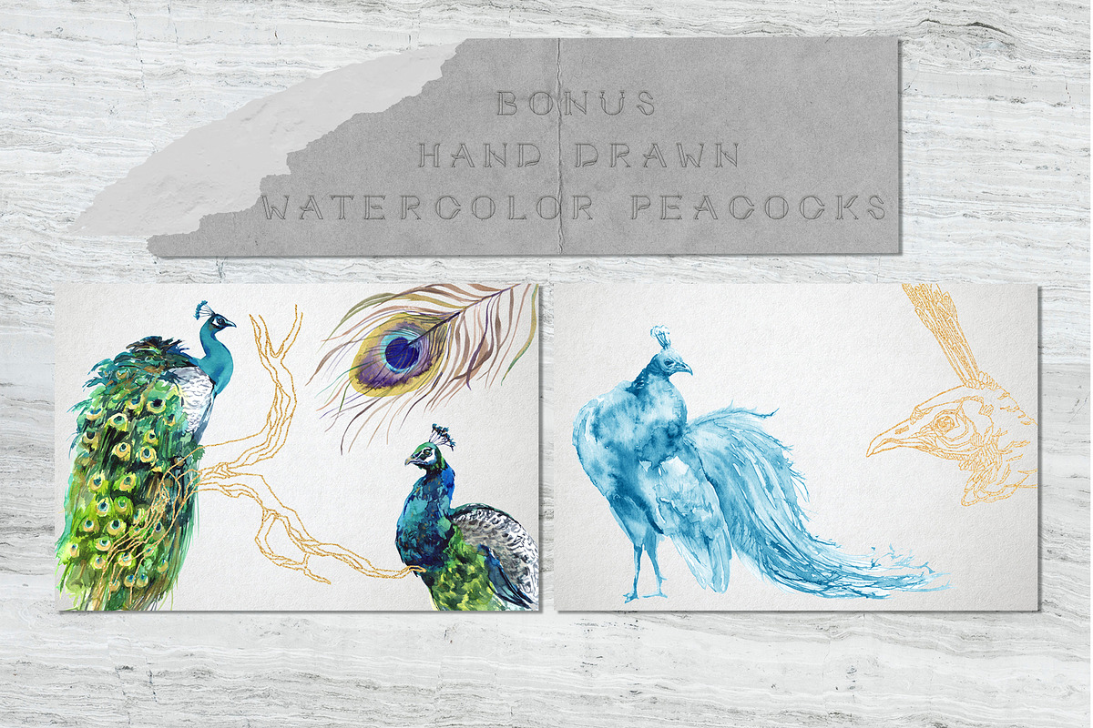 Peacock Blue Watercolor Collection, a Texture Illustration by Cat In Colour (Photo 7 of 10)